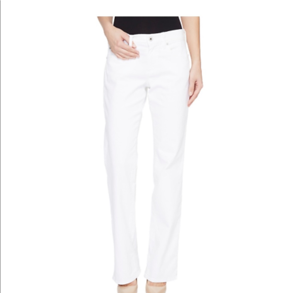 Lucky Brand white boot cut jeans.